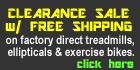 Clearance sale with free shipping - Proform, Nordictrack, Reebok and Epic treadmills, elliptical trainers and exercise bikes